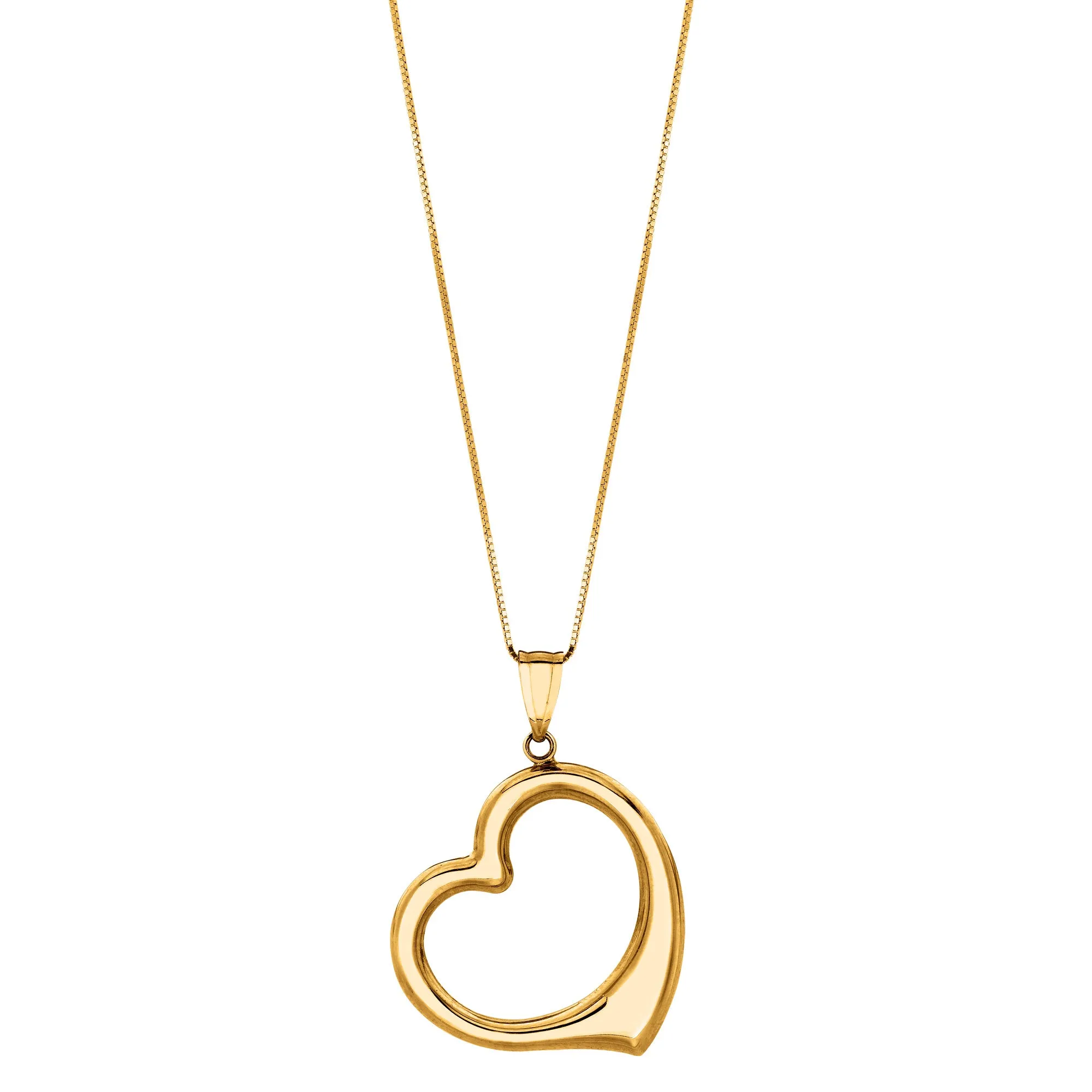 14k Gold Open Heart Pendant Necklace, 18