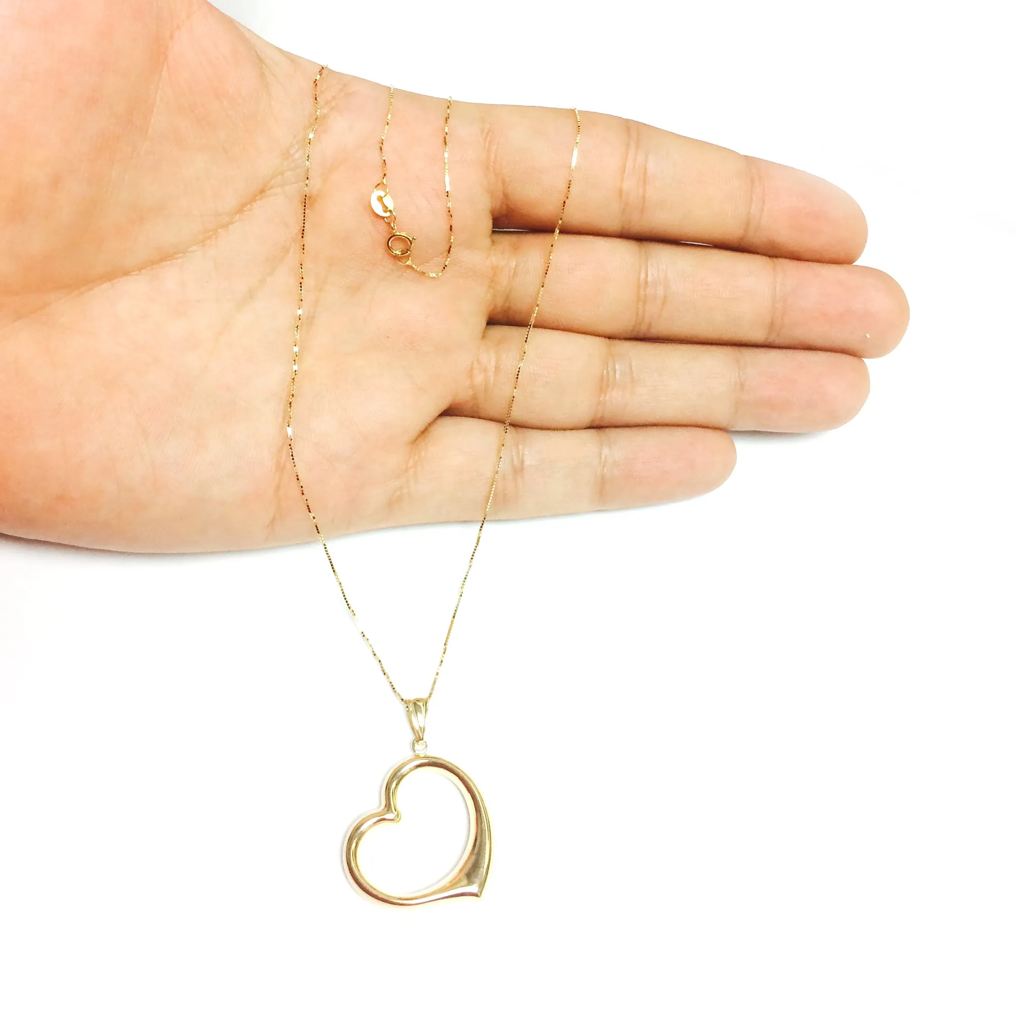 14k Gold Open Heart Pendant Necklace, 18