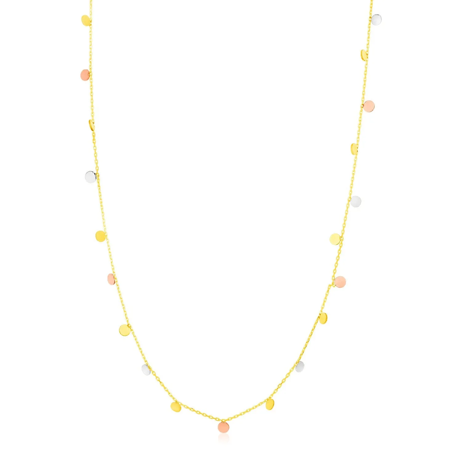 14K Tri Color Necklace with Dangling Circlesrx30074-18-rx30074-18