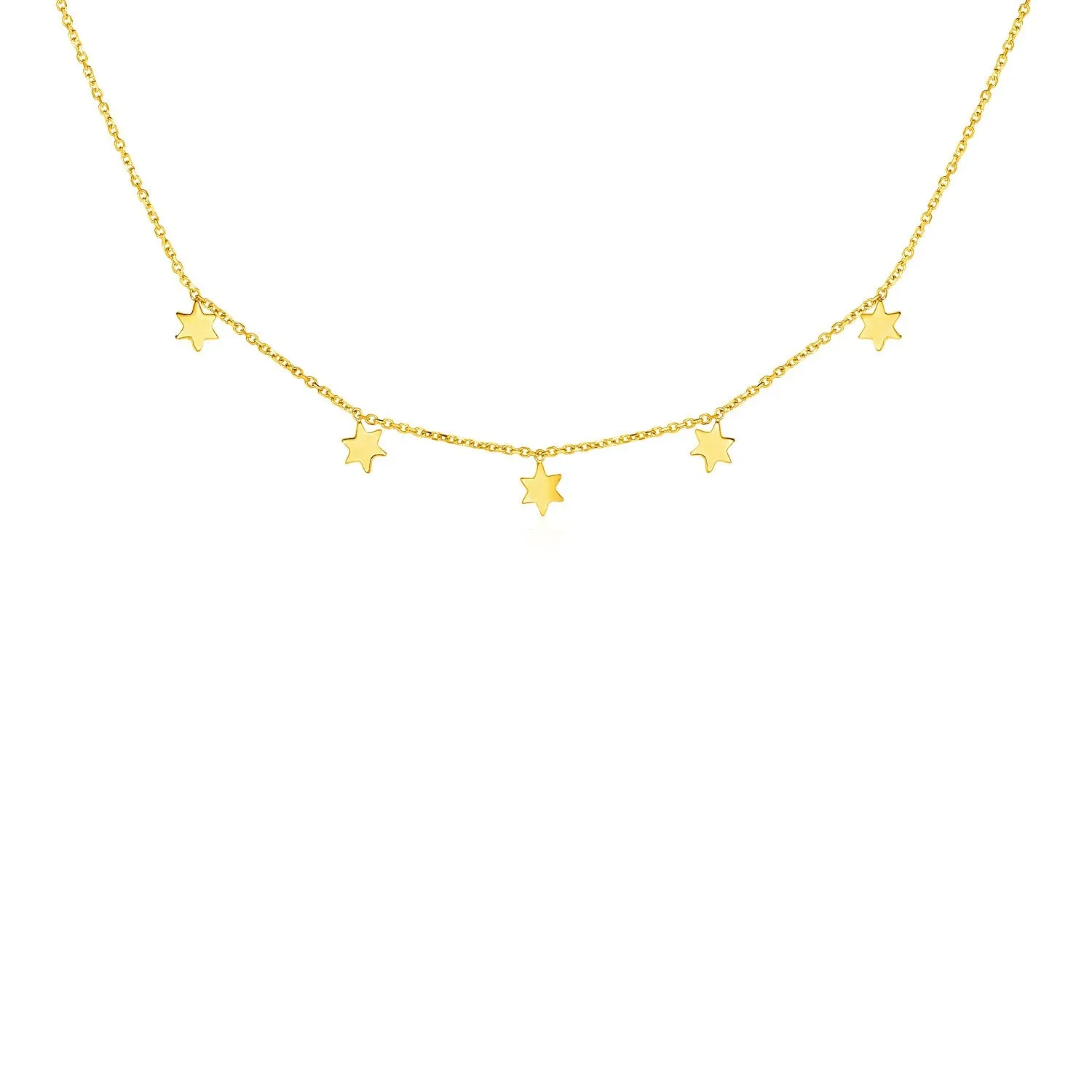 14k Yellow Gold Necklace with Six Pointed Starsrx74876-17-rx74876-17