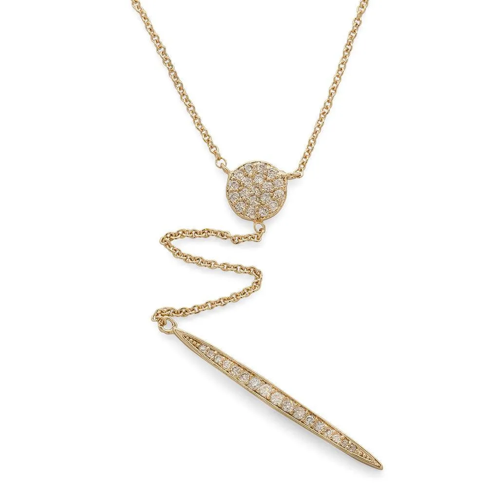 16 Inch Gold Plated CZ Stiletto Chain Drop Necklace