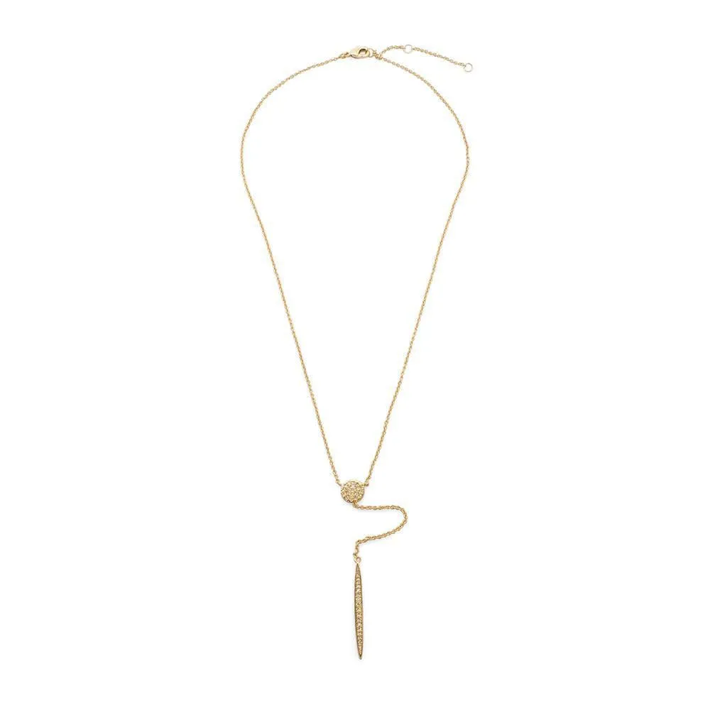 16 Inch Gold Plated CZ Stiletto Chain Drop Necklace