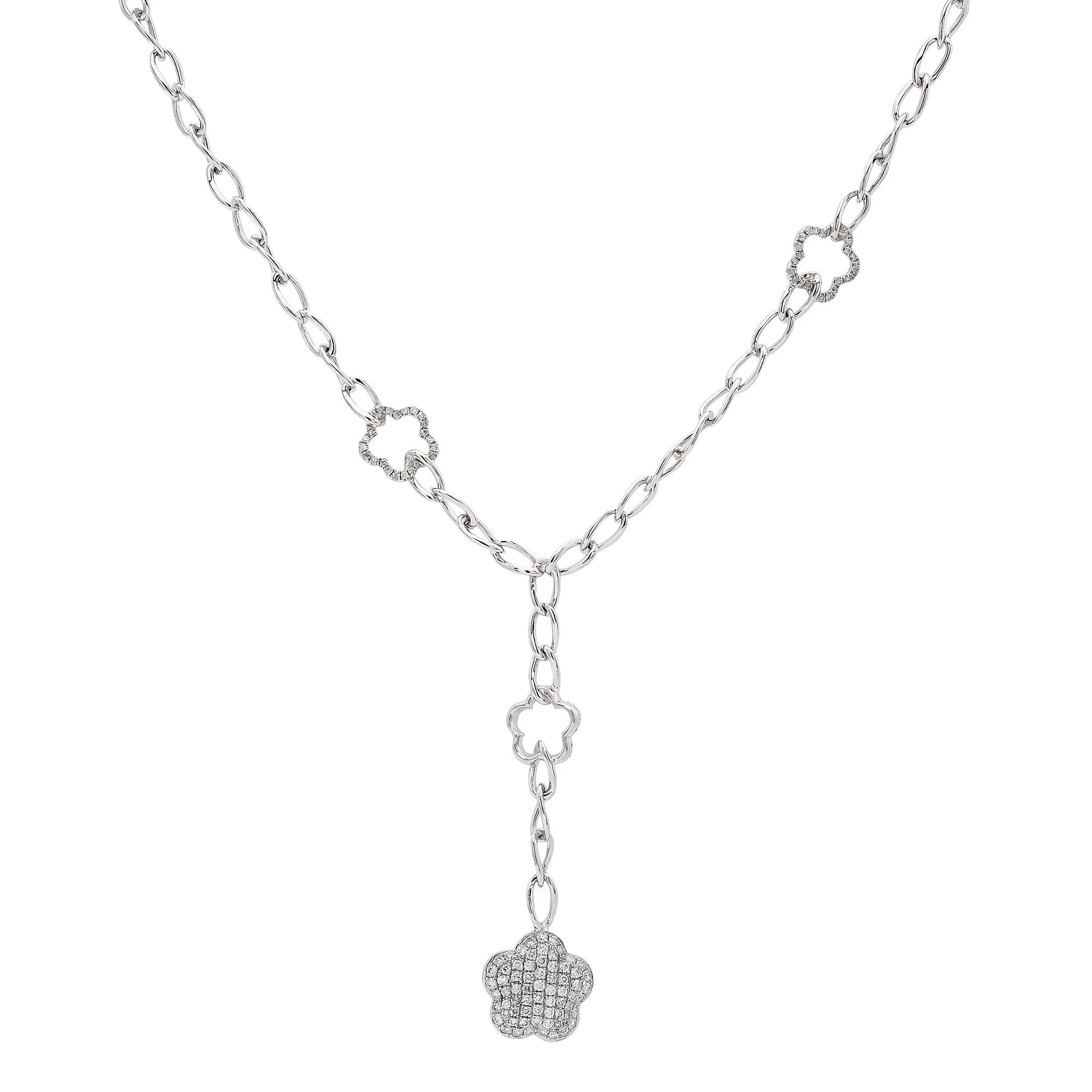 18K White Gold Women's Necklace, 18 chain and diamonds