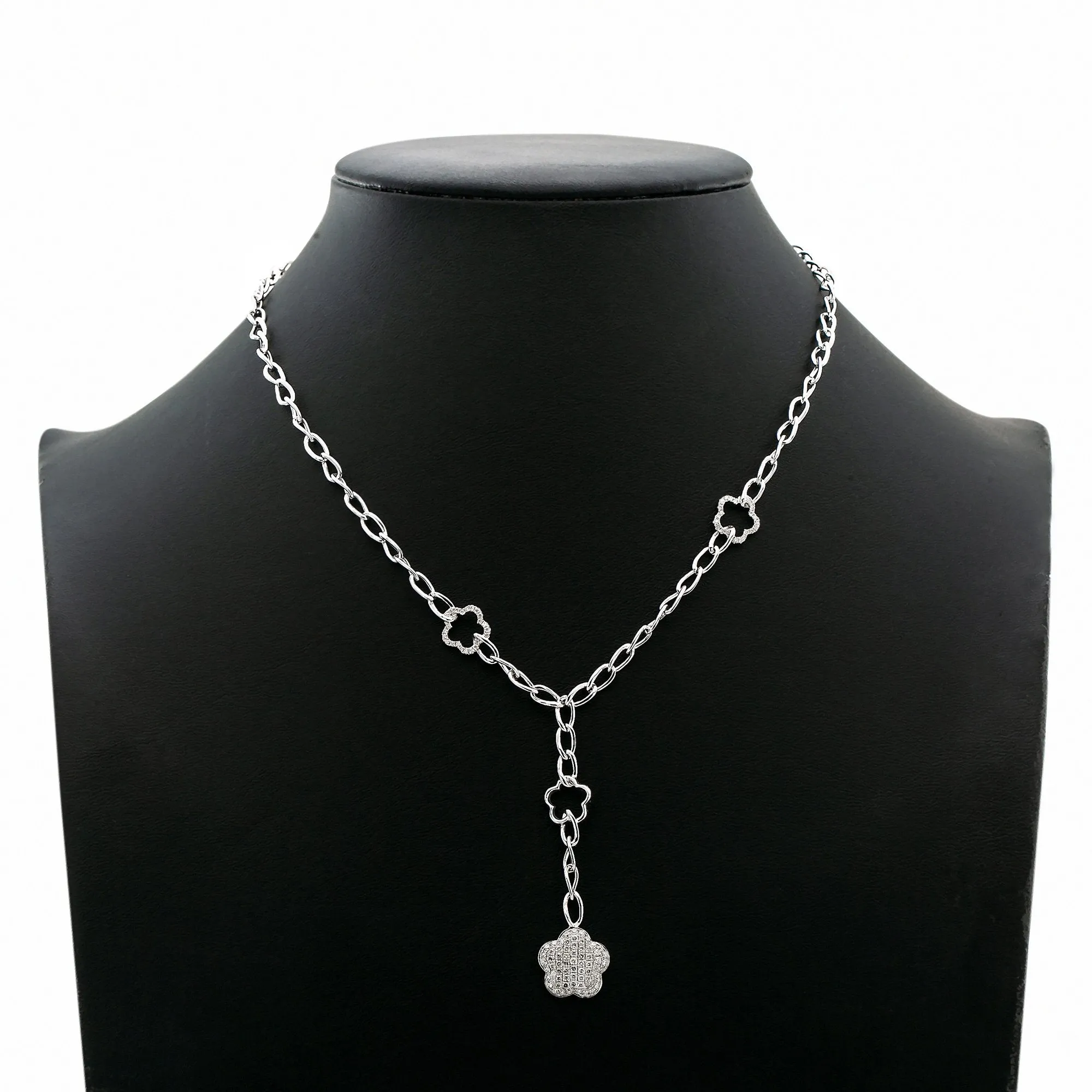 18K White Gold Women's Necklace, 18 chain and diamonds