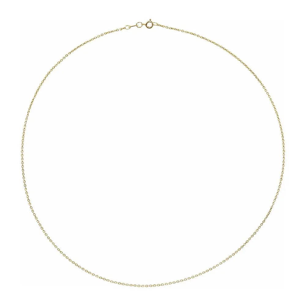 1mm 14K Yellow Gold Diamond-Cut Solid Cable Chain Necklace