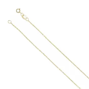 1mm 14K Yellow Gold Diamond-Cut Solid Cable Chain Necklace