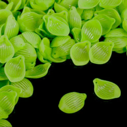 Acrylic Beads, Petal, Opaque, Frosted, Spring Green, 16mm