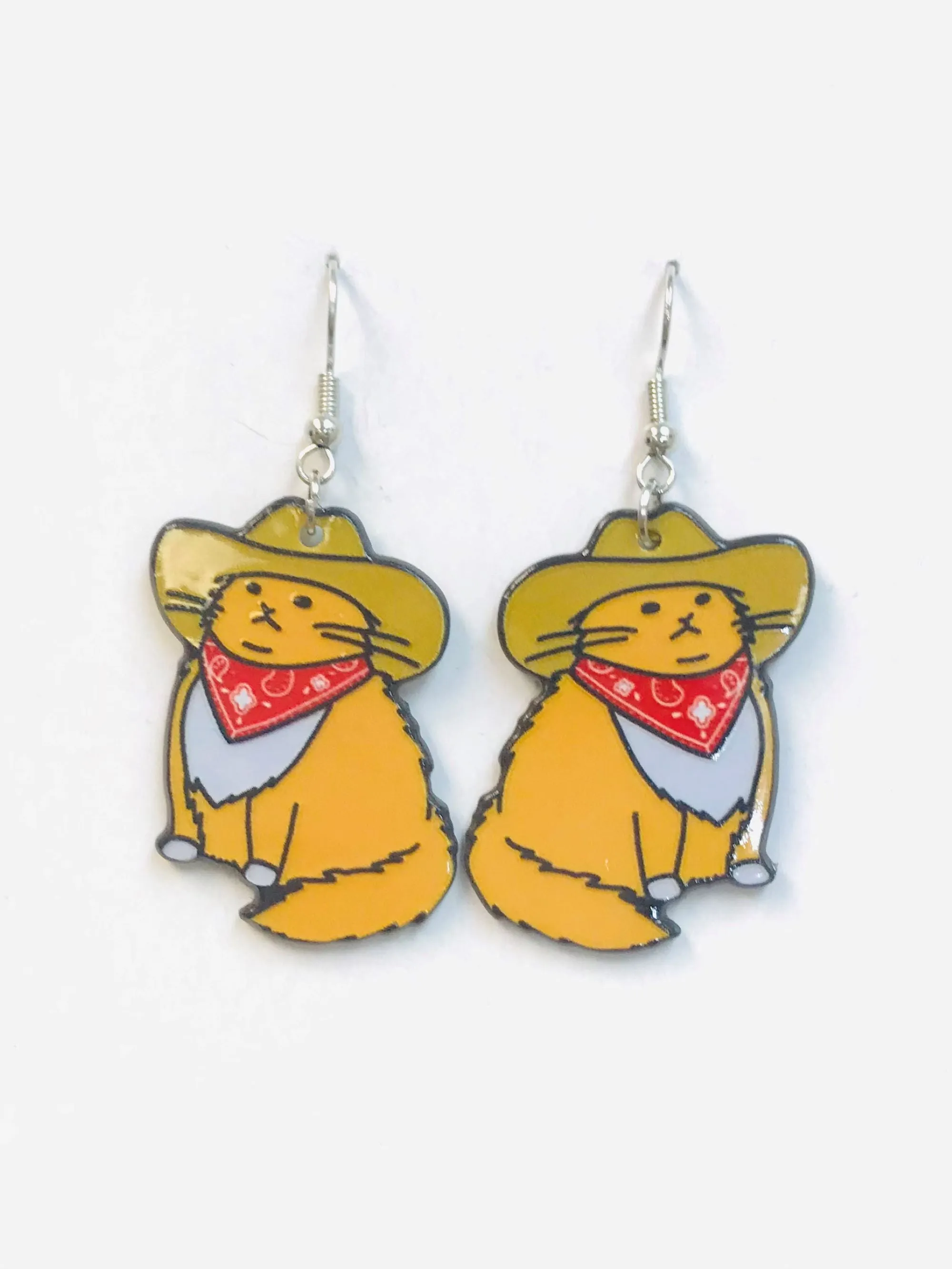 Acrylic Cowboy Cat Earrings