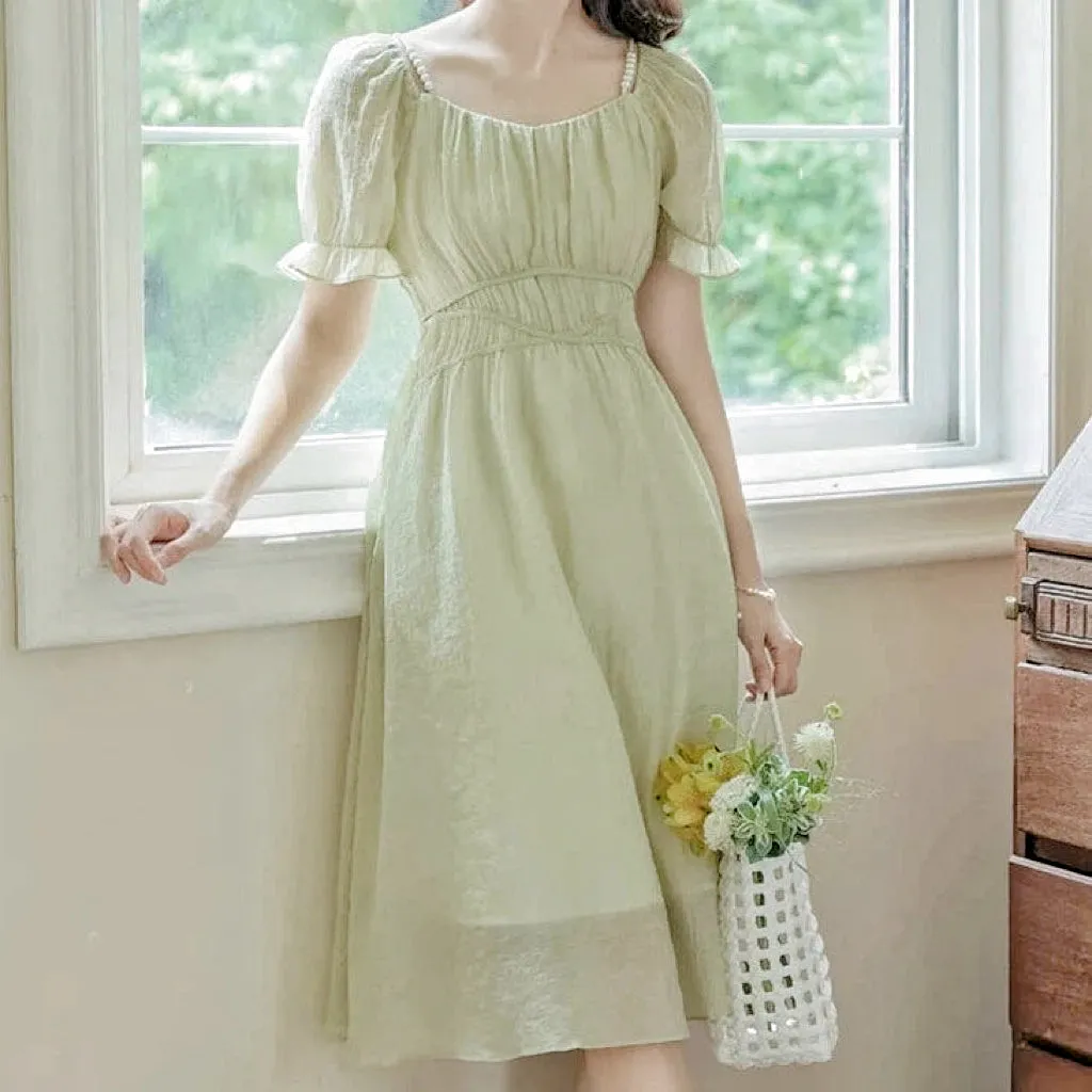 Apple Garden Ethereal Fairy Dress with Pearl Shoulder Straps