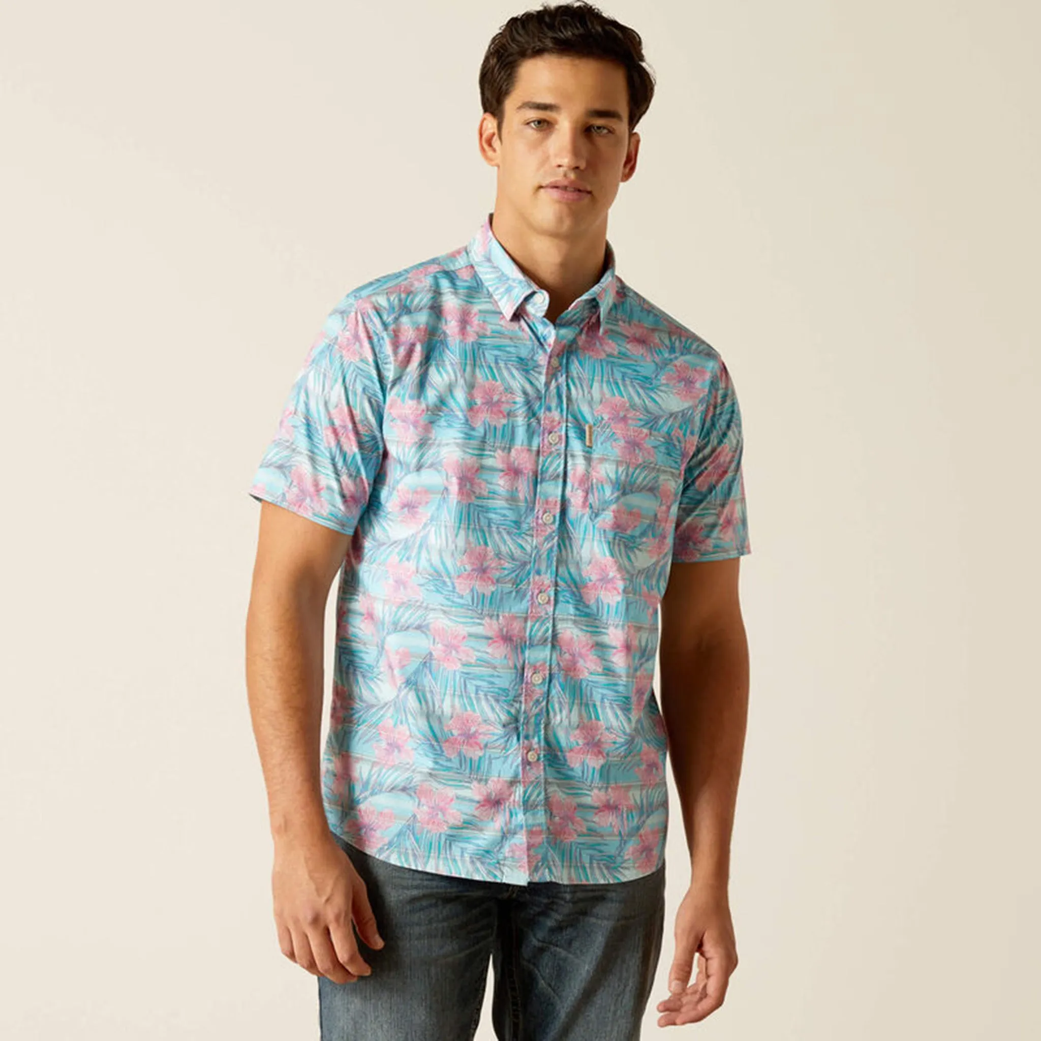 Ariat Men's Monroe Blue Hawaiian Short Sleeve