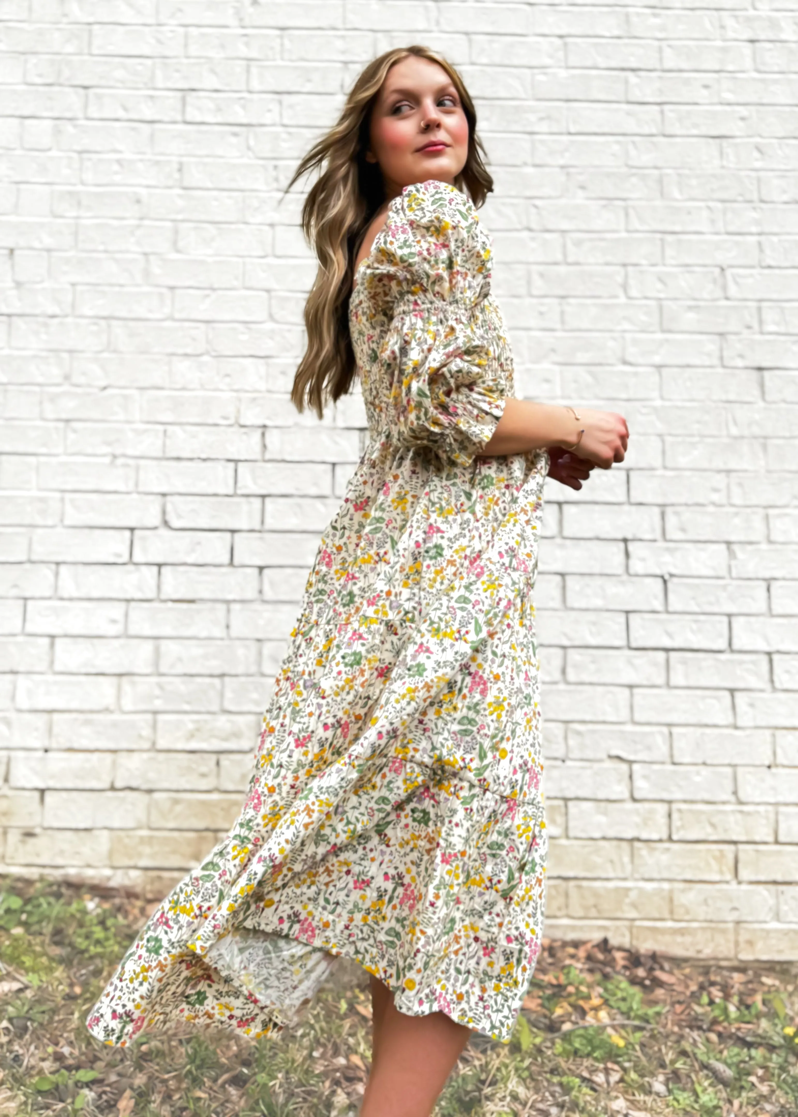 Aureum Spring Thyme Floral Midi Dress