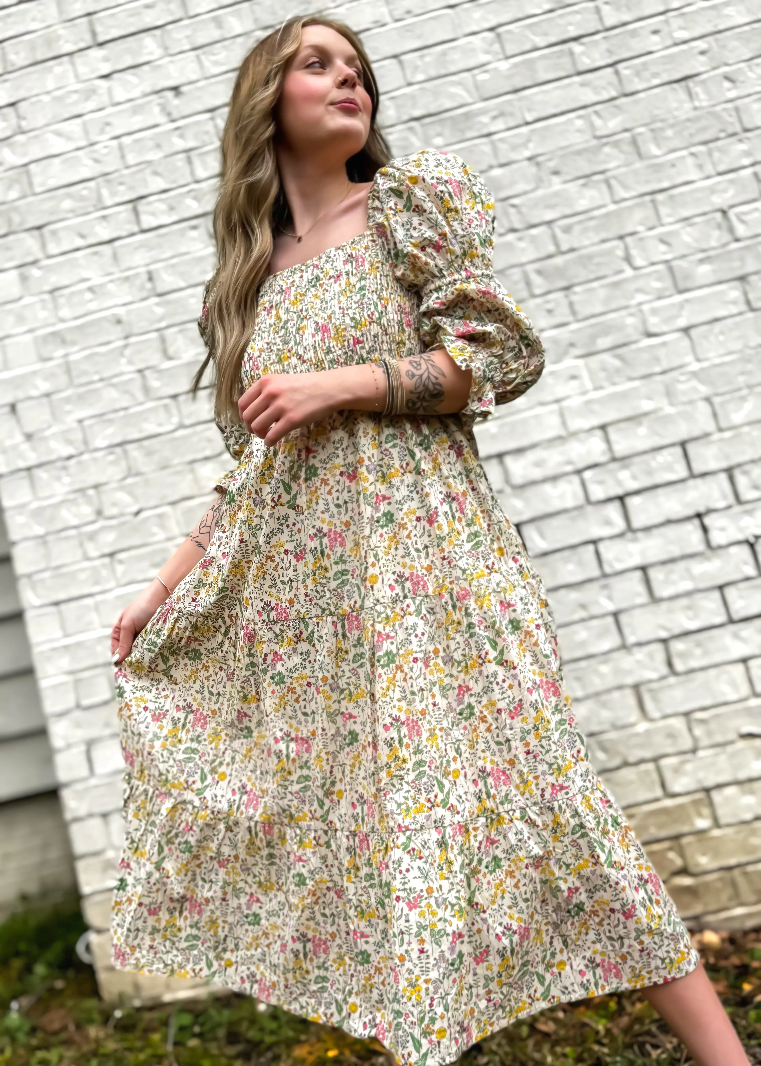 Aureum Spring Thyme Floral Midi Dress