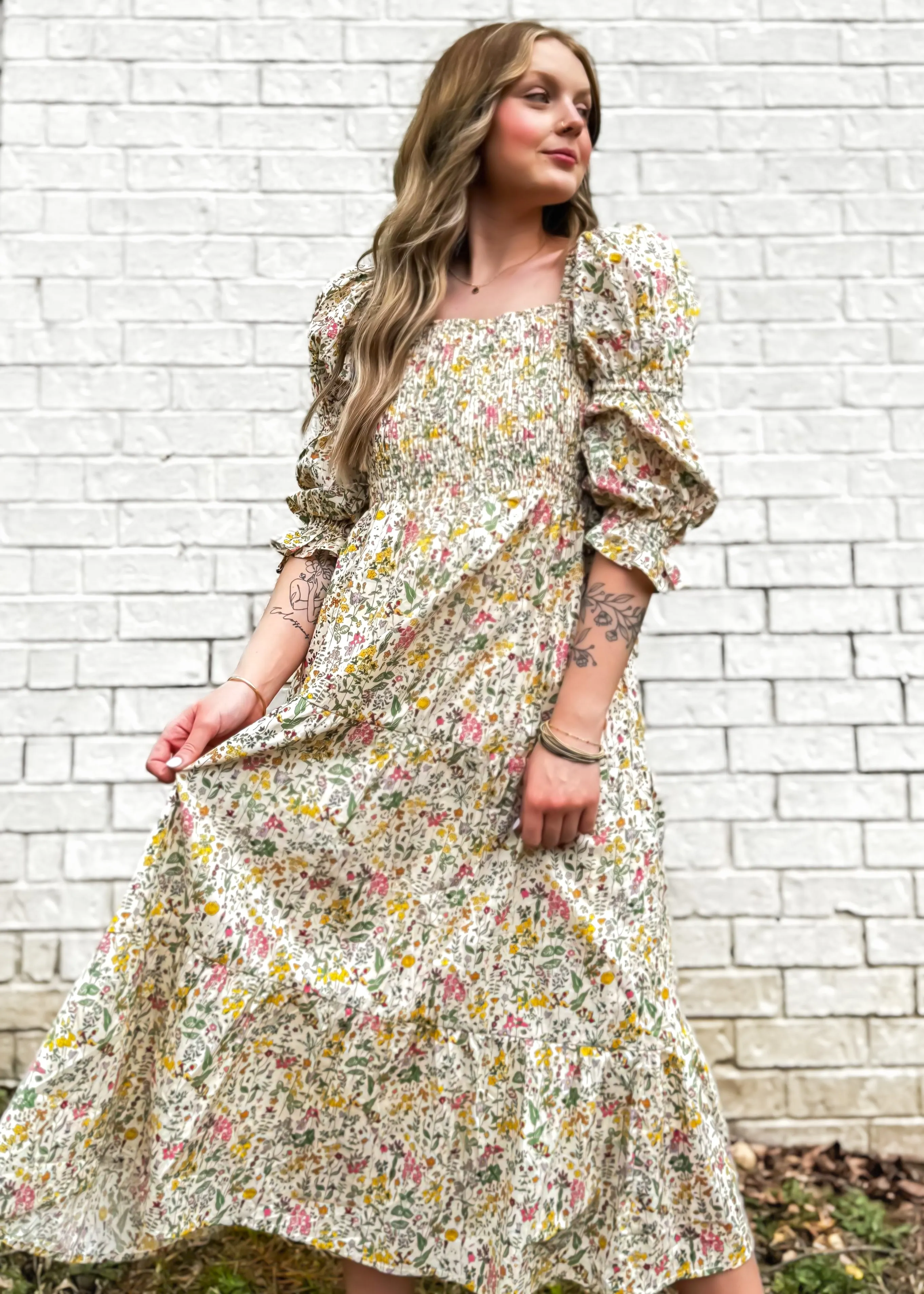 Aureum Spring Thyme Floral Midi Dress