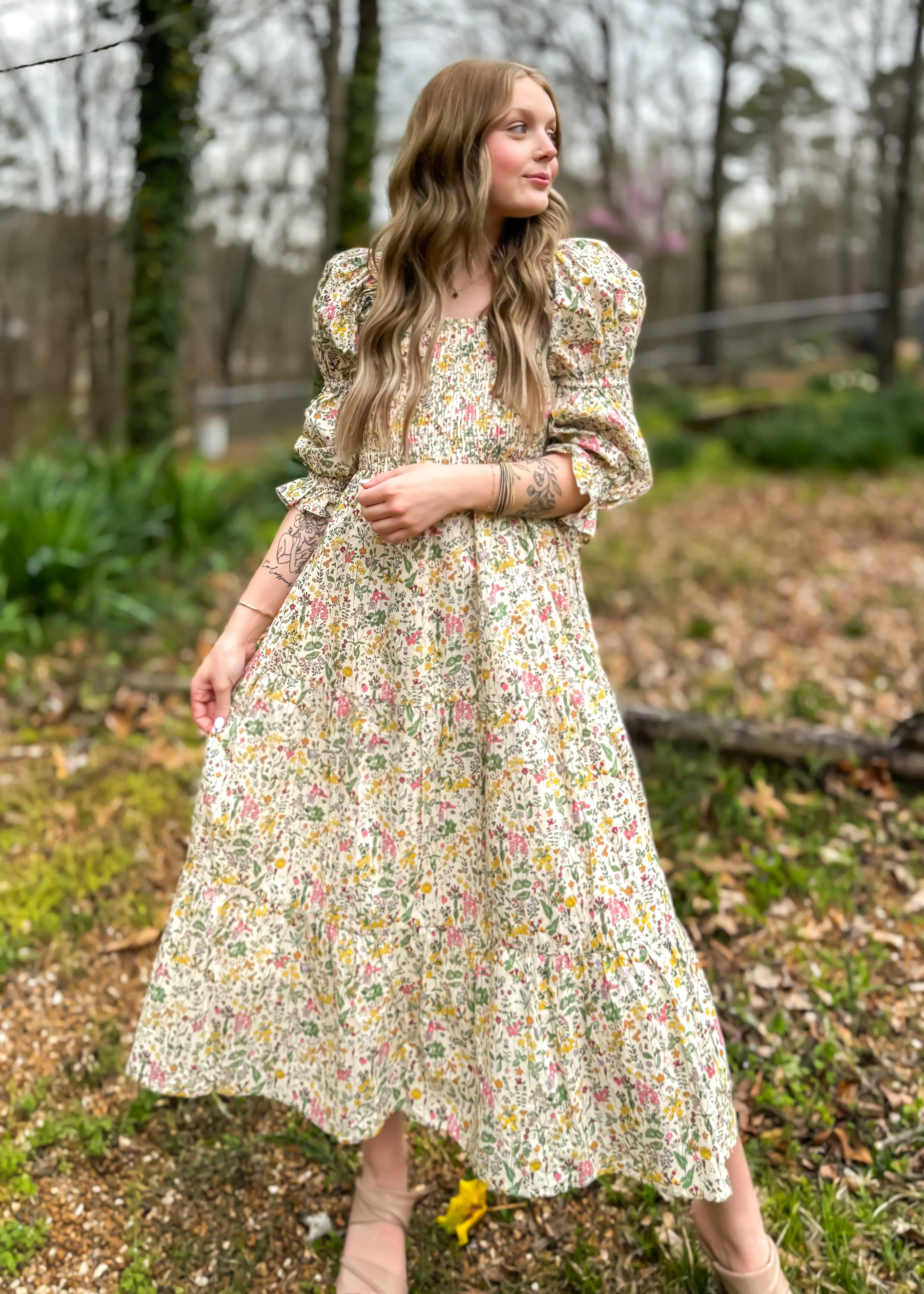 Aureum Spring Thyme Floral Midi Dress