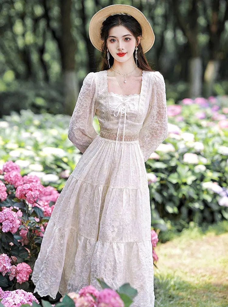 Autumn in Lace Embroidered Fairycore Dress