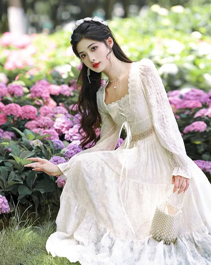 Autumn in Lace Embroidered Fairycore Dress