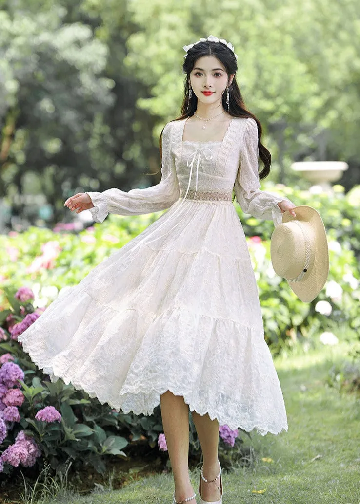 Autumn in Lace Embroidered Fairycore Dress