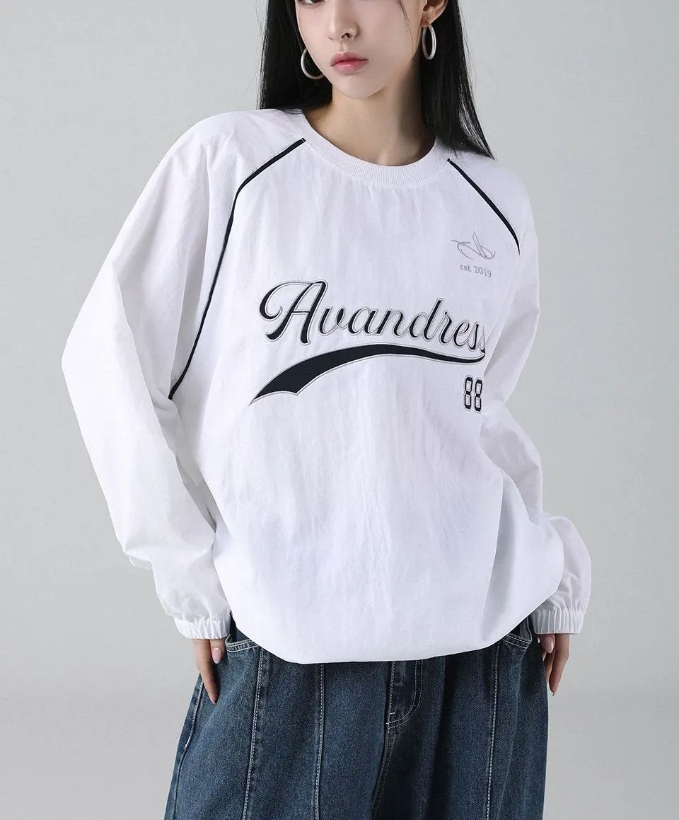 AVANDRESS  |Unisex Street Style Long Sleeves Plain Oversized Logo