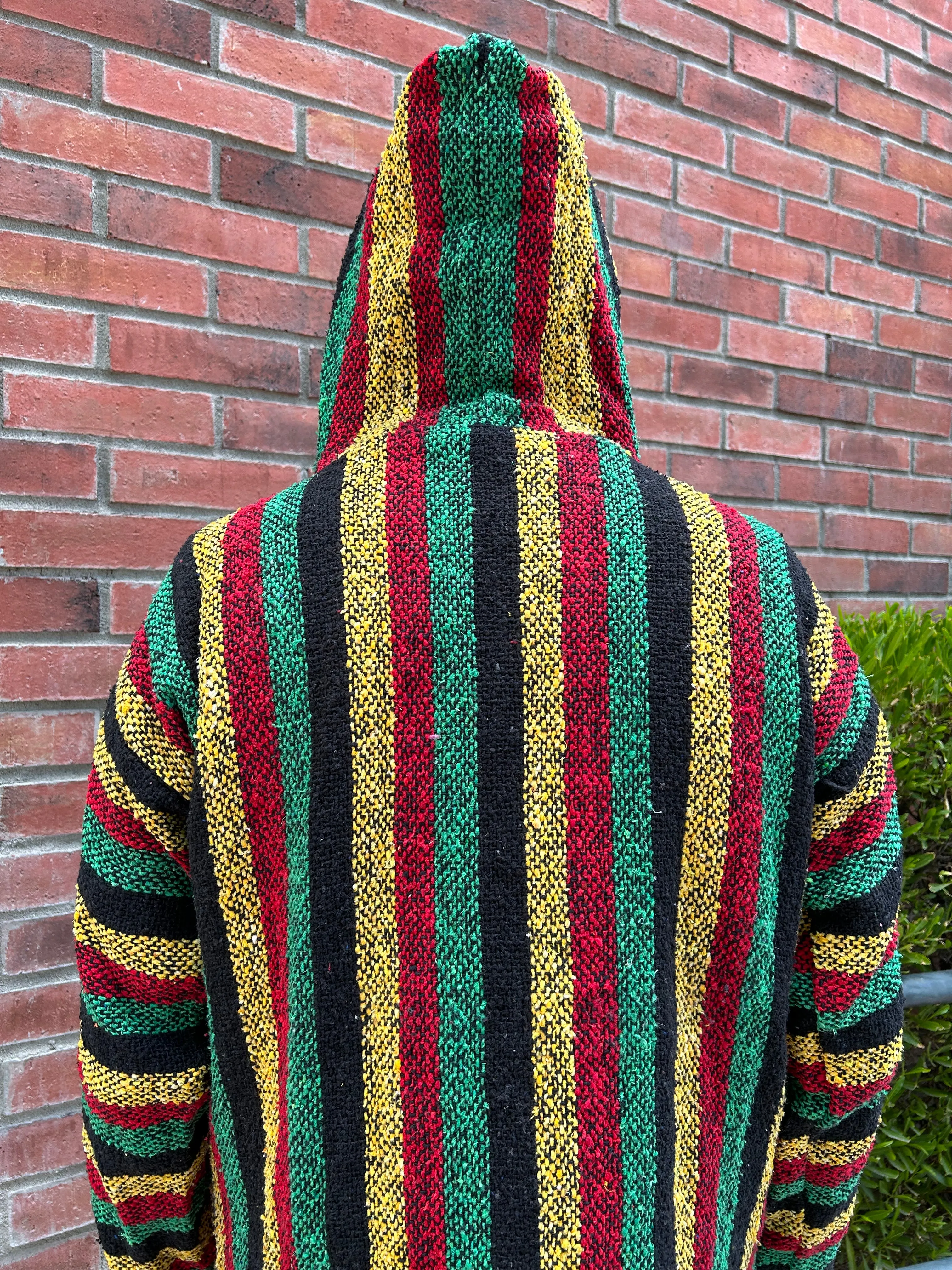 Baja #103 pullover with hood and front pocket made from recycled fibers.  Size large