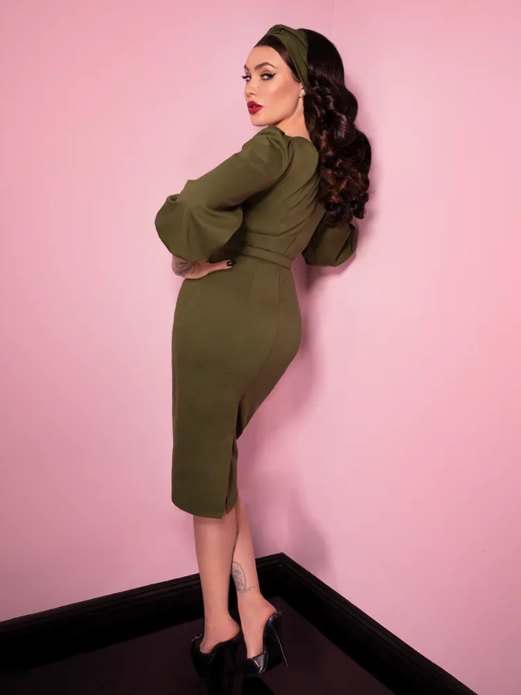 Bawdy Wiggle Dress in Olive