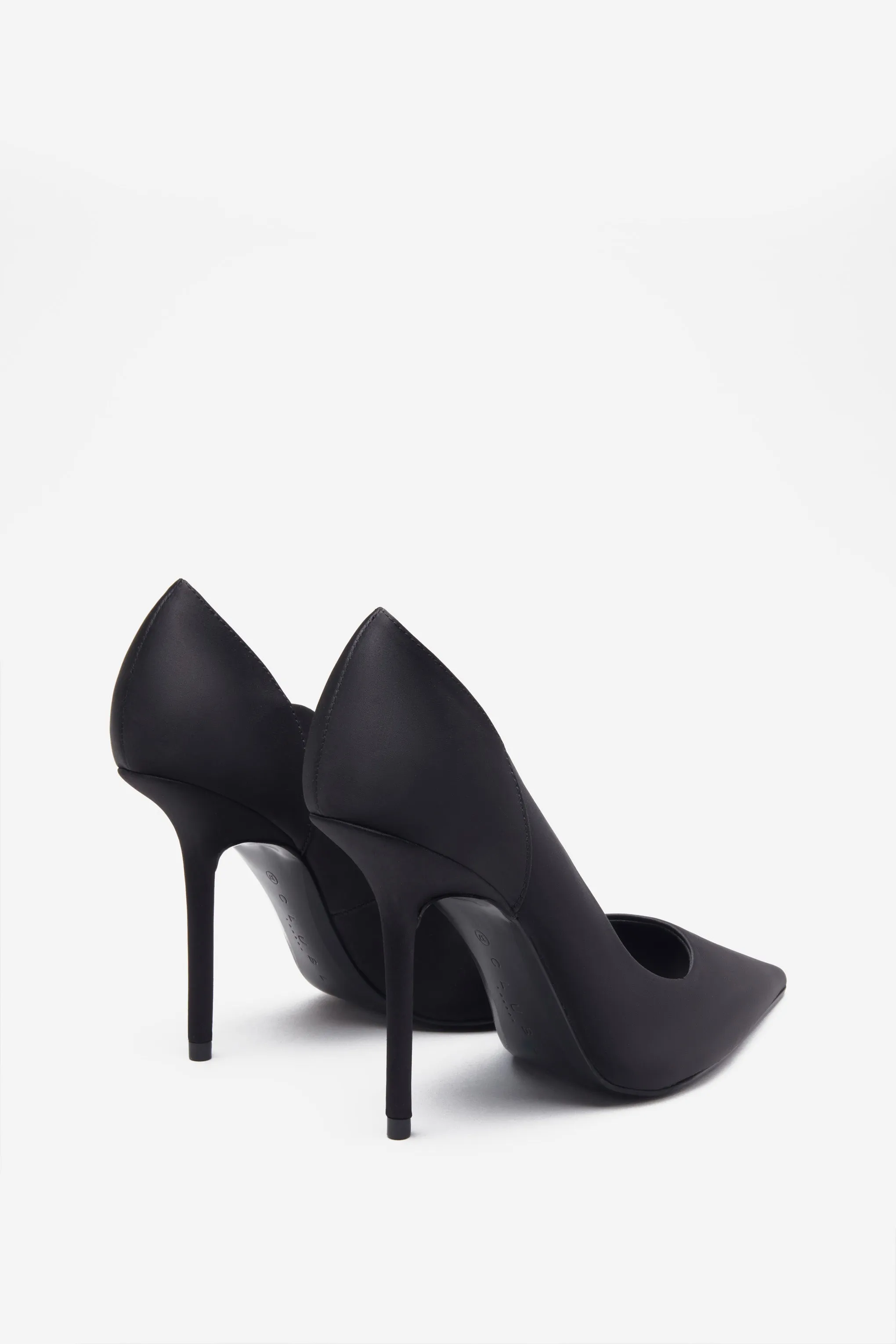 Blade | Black Satin Court Heels With Scallop Edge