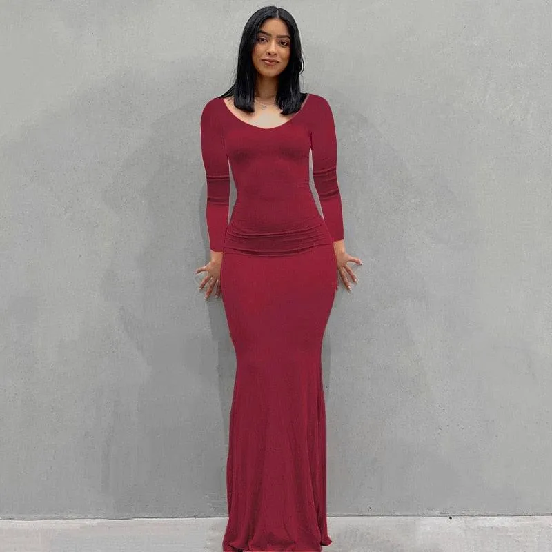 Bodycon Solid Color Long Dress