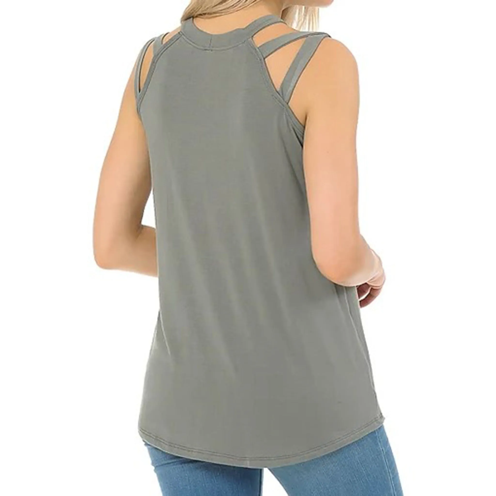 Burgundy Apparel Women's Solid Shoulder Strap Tank