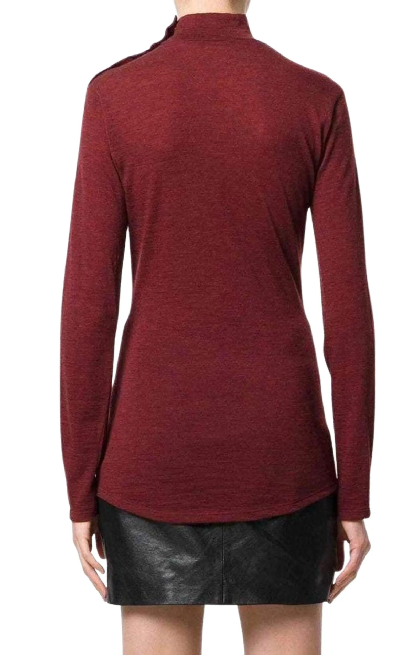 Burgundy Wool Knit Turtleneck Sweater