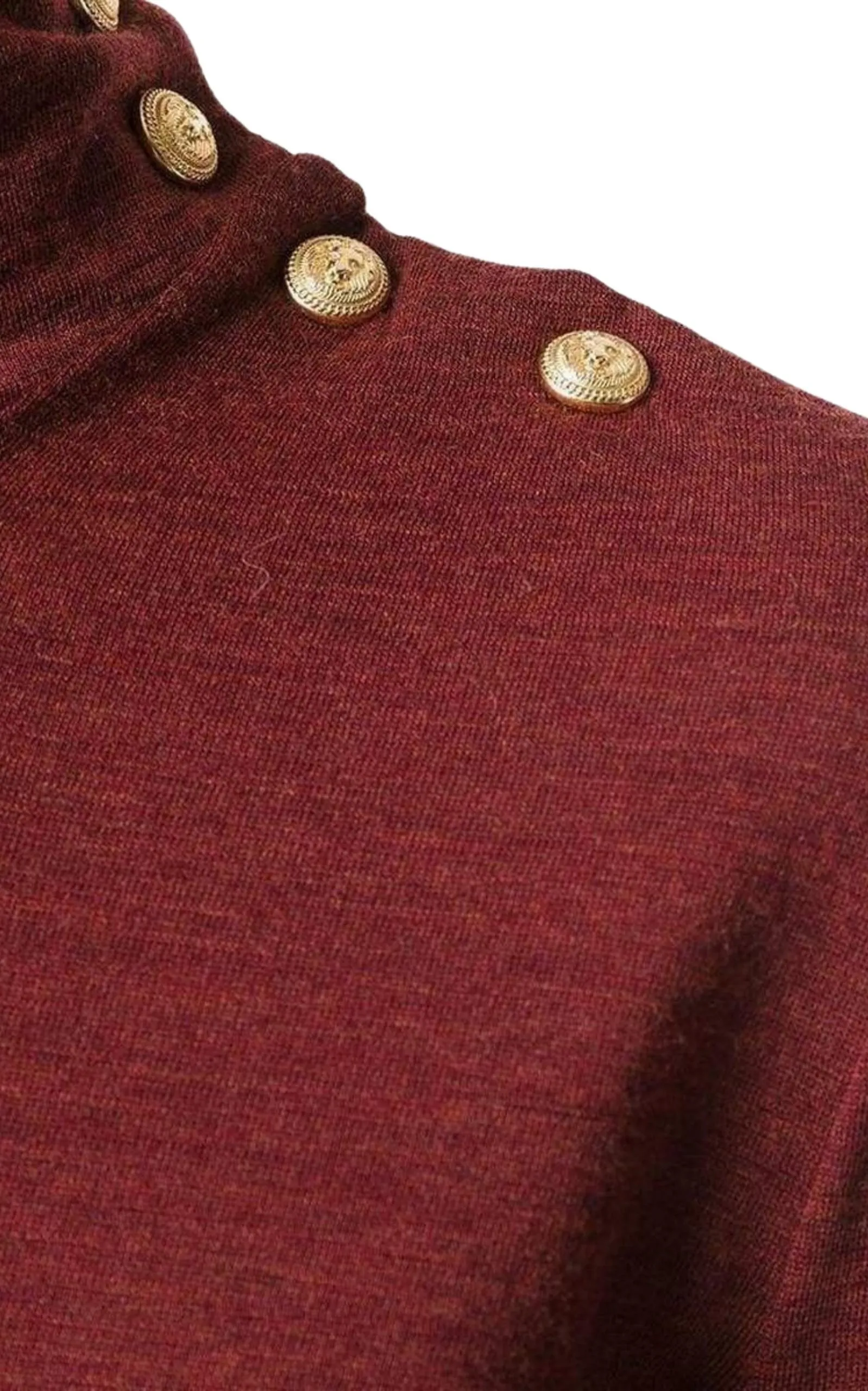 Burgundy Wool Knit Turtleneck Sweater