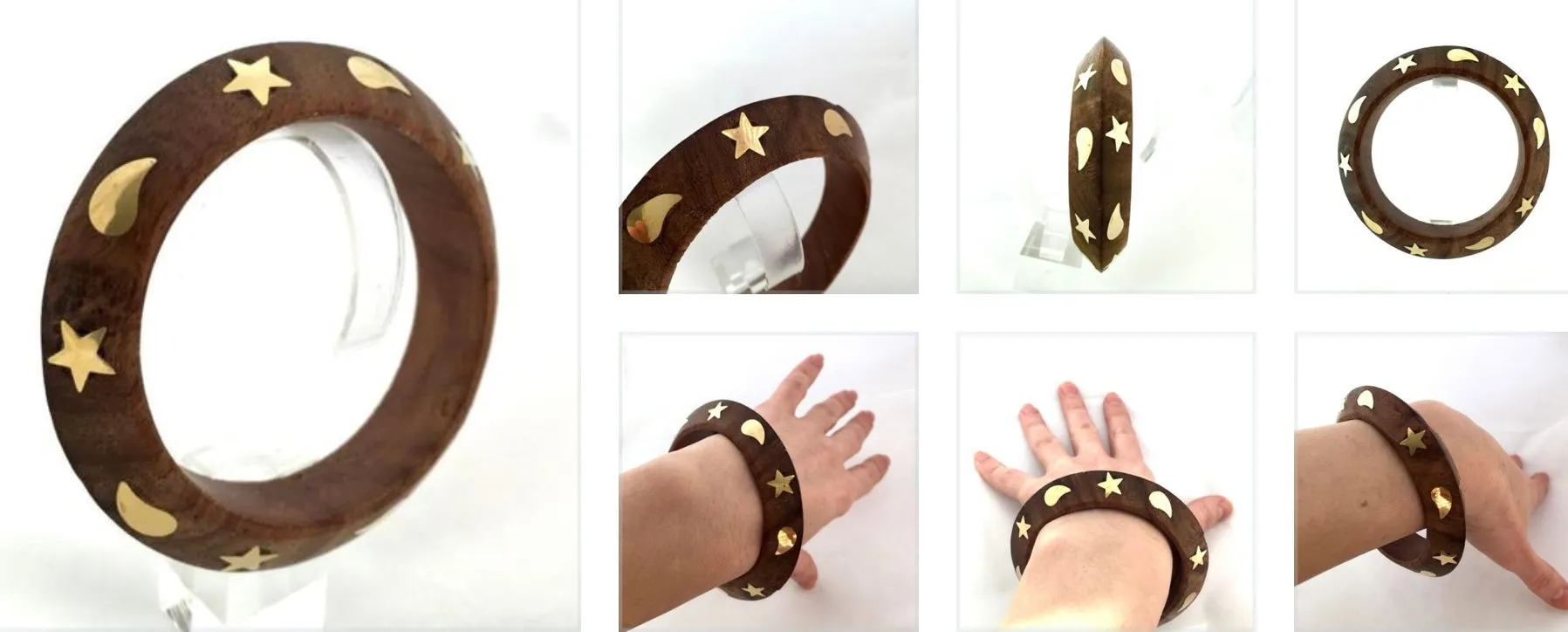 CALYPSO Wooden Gold Tone Bracelet