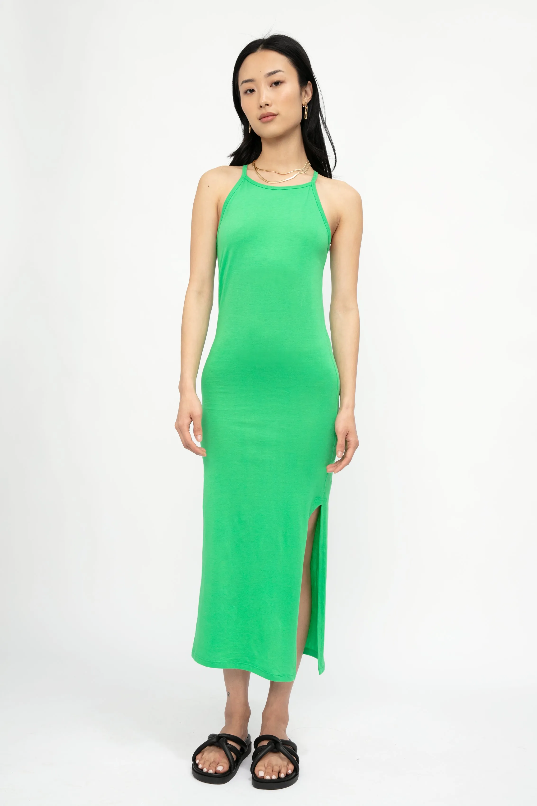 Cami Tank Dress in Grass Green