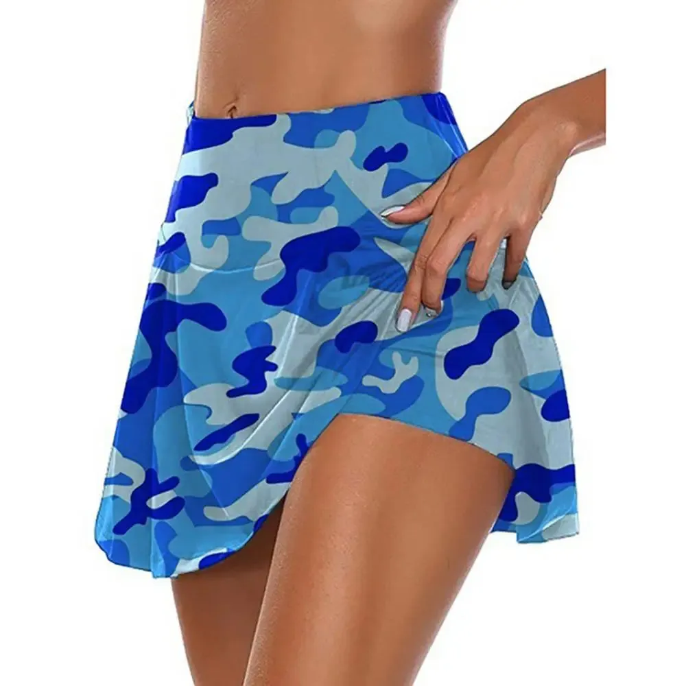 Camo Sport Skirt High Waist Pleated