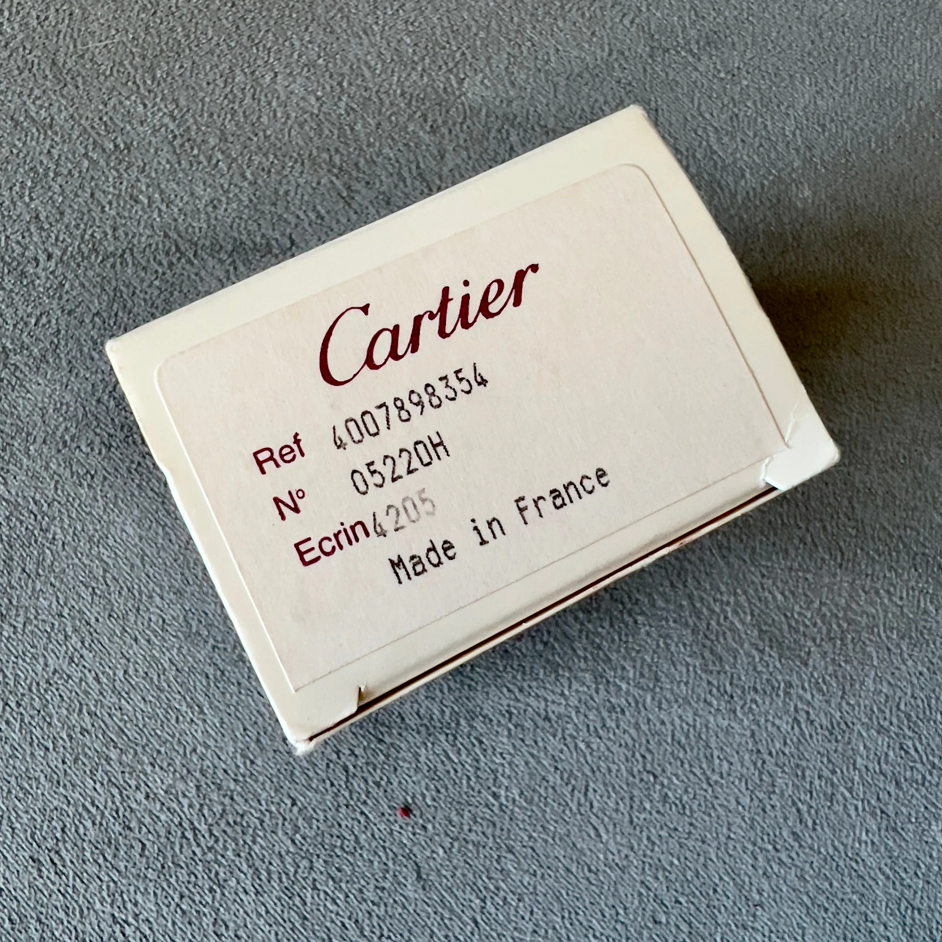 CARTIER Trinity Ring Box + Outer Box 2.25x2.10x1.5 inches + Filled Certificate in Folder