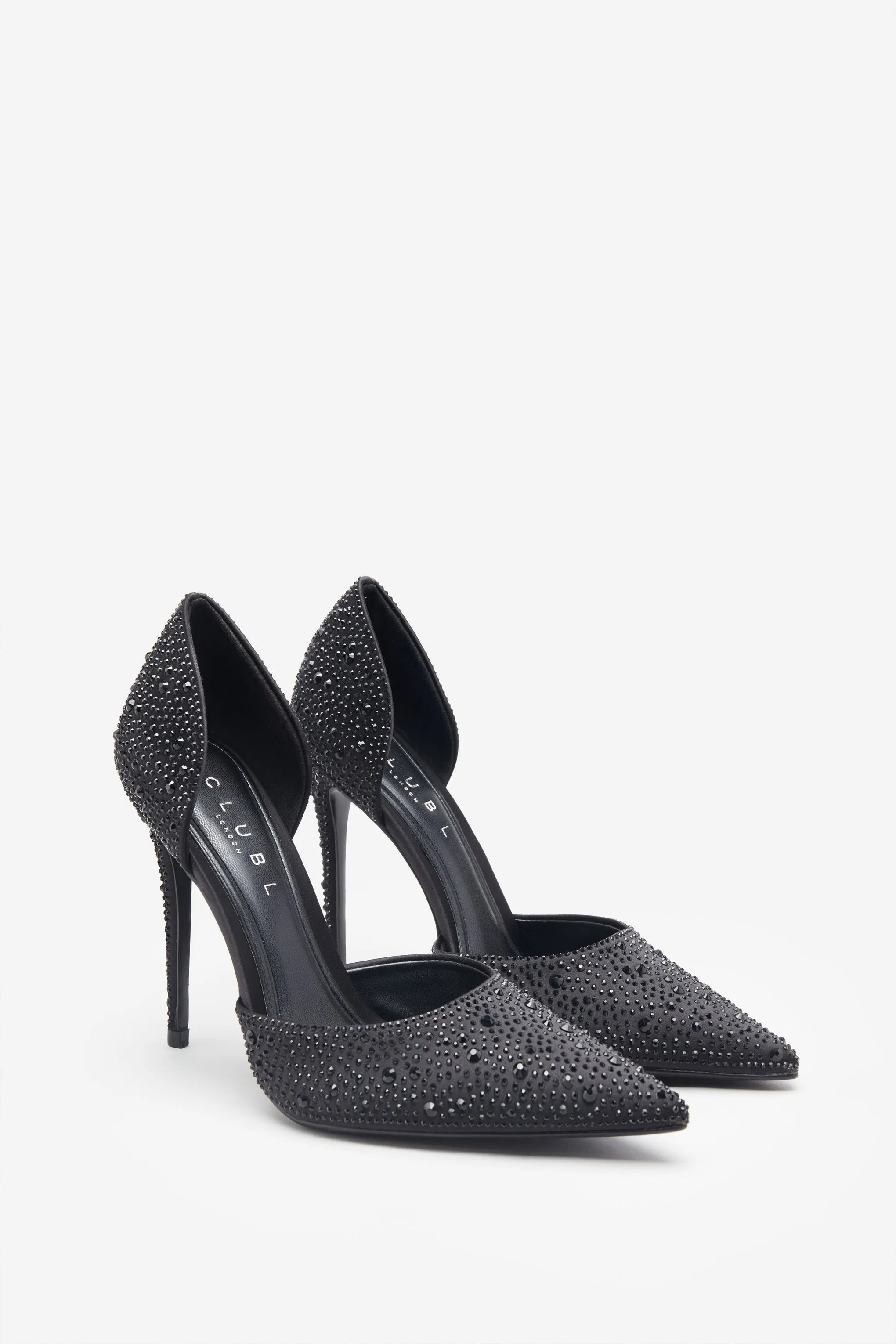 Catcher | Black Diamante Pointed Court Heels