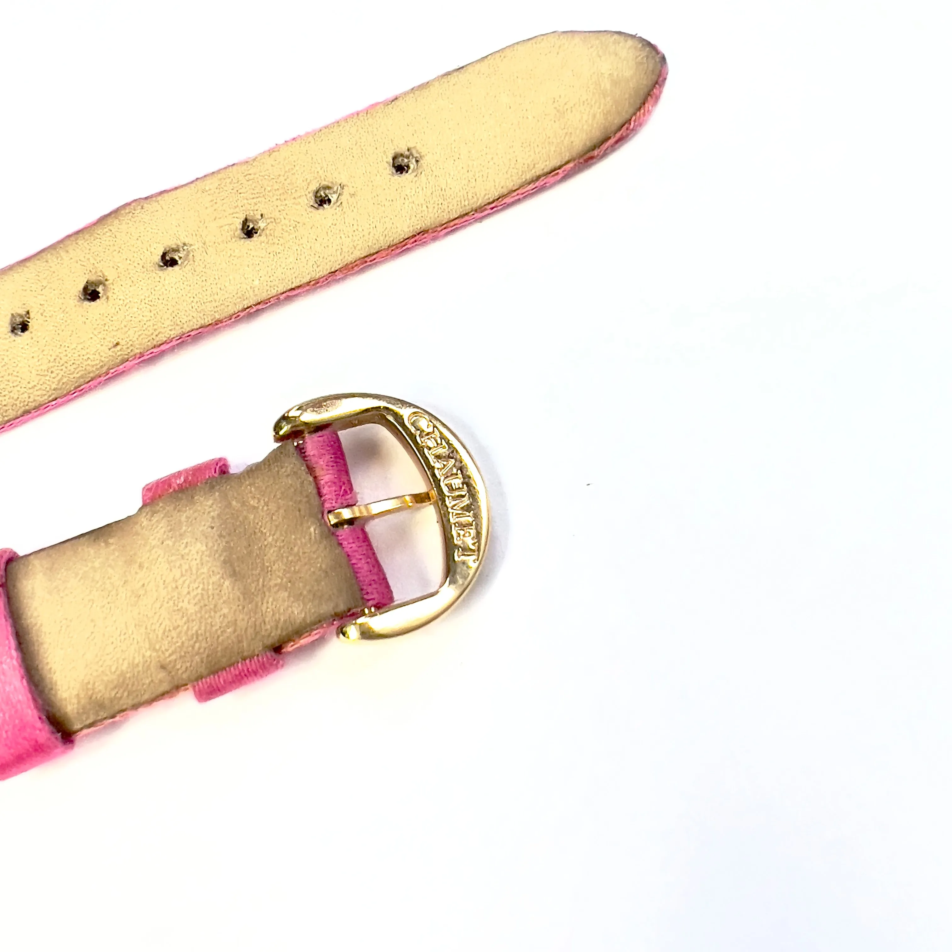 CHAUMET Pink Satin/Leather Band Strap with Gold Plated Chaumet BUCKLE