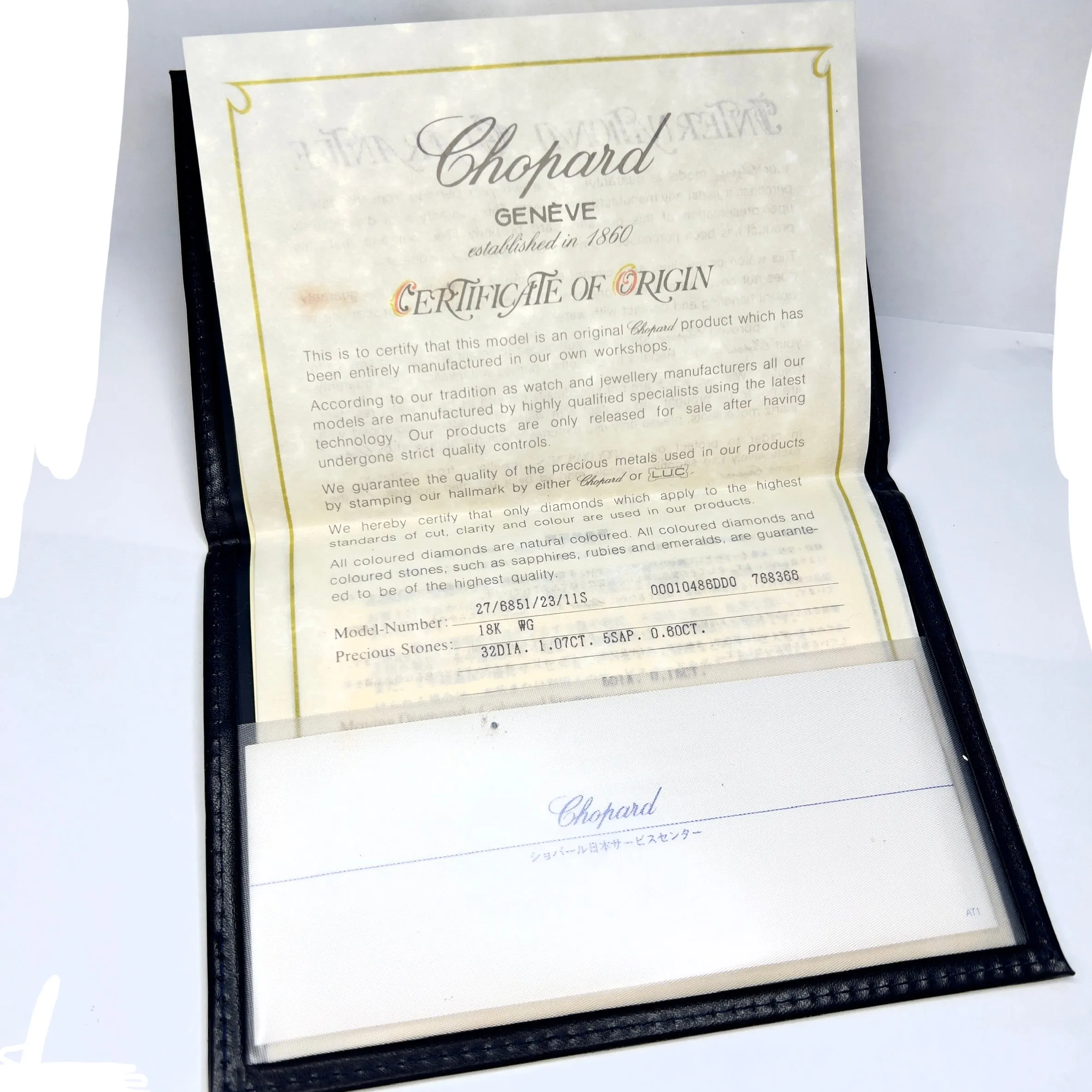 CHOPARD Blue Faux Leather Documents Folder 6.75x5 inches + Certificate