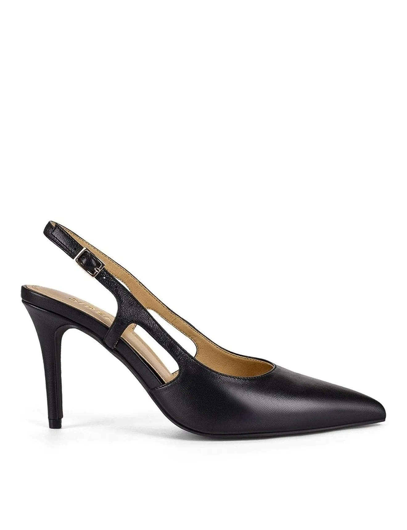 Cinch Slingback Heel - Black Leather