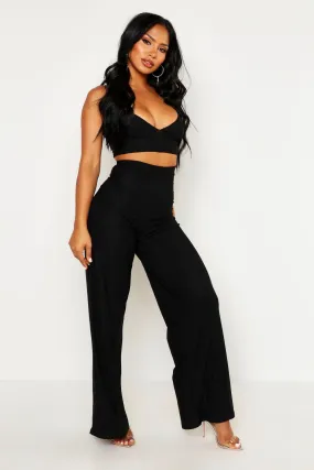 Crepe Bralet Palazzo Pants Two-Piece Set