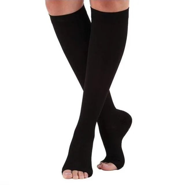 Elastic Open Toe Knee High Stockings Calf Compression Stockings