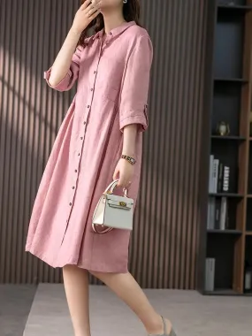 Elegant French Shirt Dress Vintage LOOSE Mini Dress