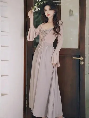 Eleonora Mauve Soft Ethereal Aesthetic 2-Piece Dress Set