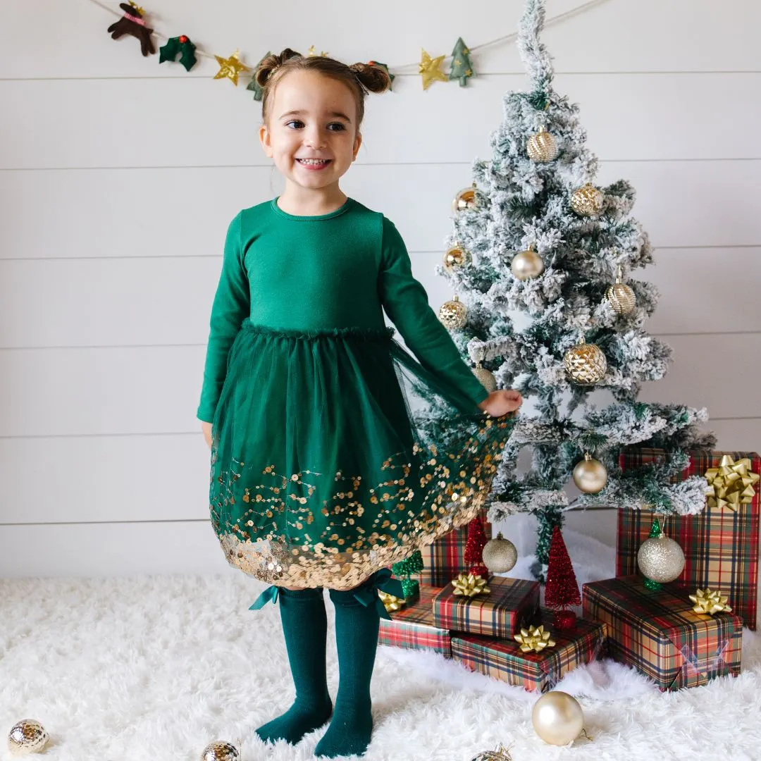 Emerald Green Sequin Holiday Dress