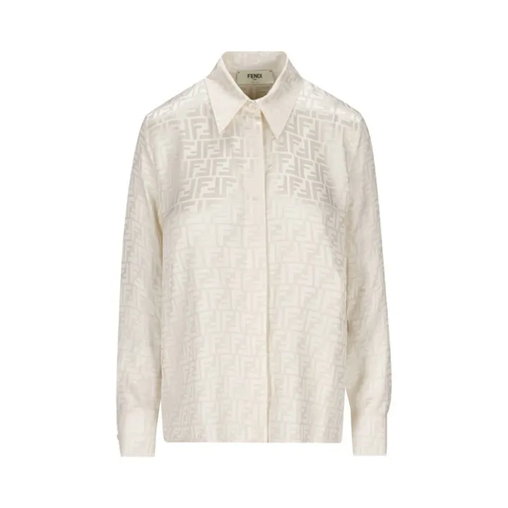 FENDI  |Monogram Casual Style Silk Long Sleeves Plain Office Style