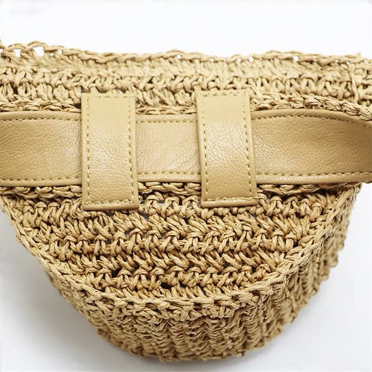 Flower Decoration Straw Fanny Pack