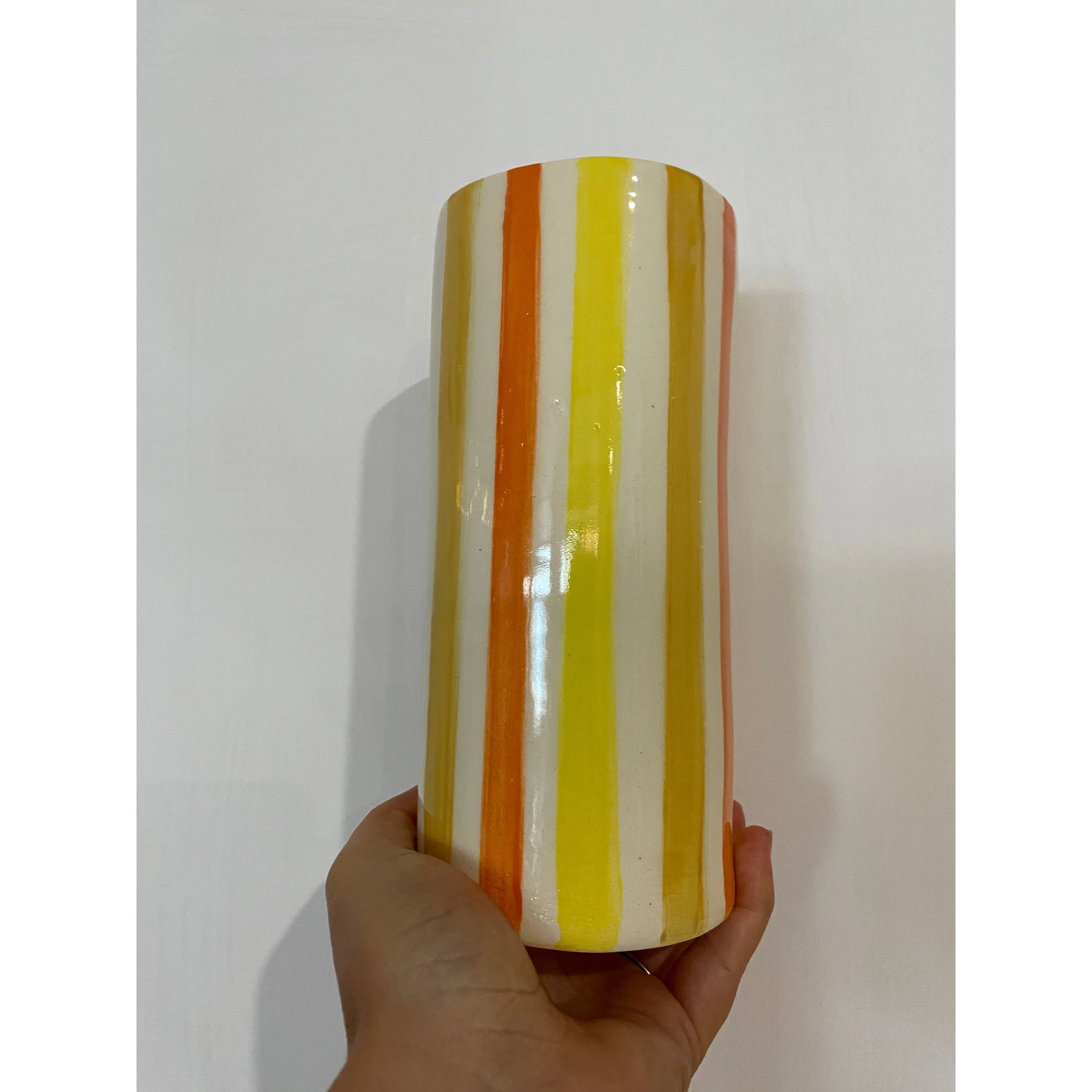 Gabzz Spring Vase Yellow and Orange stripes