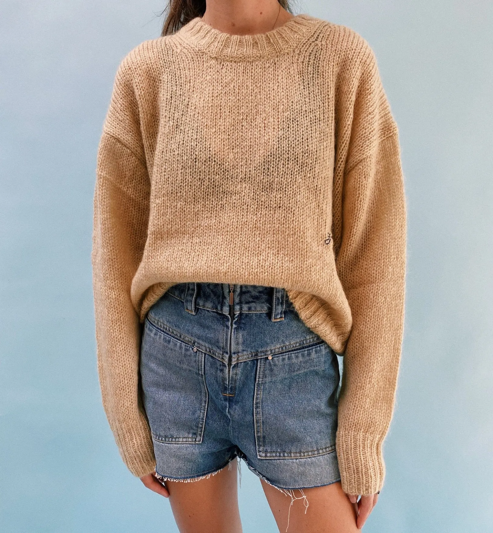 Ganni Khaki Mohair Pullover