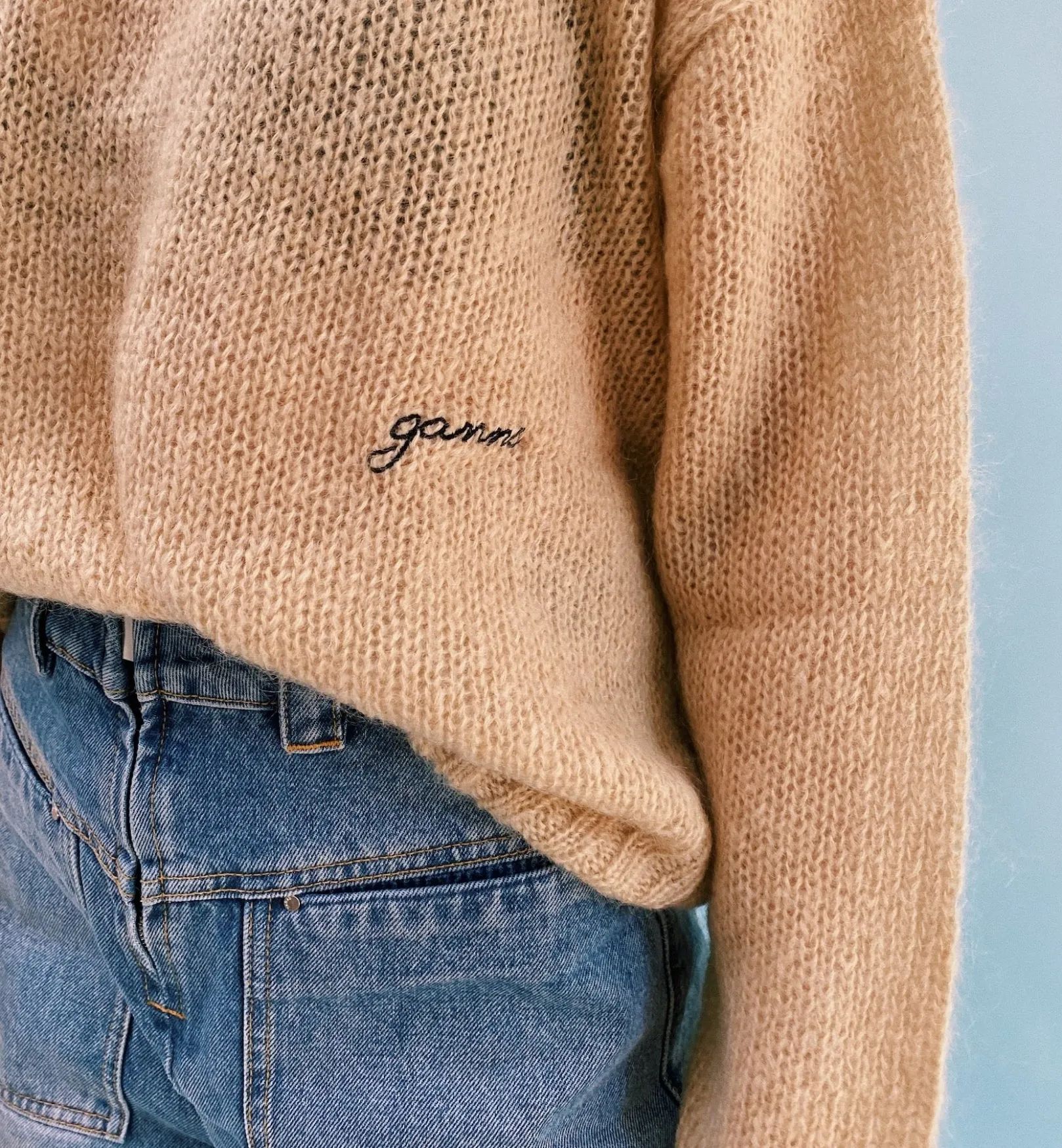 Ganni Khaki Mohair Pullover