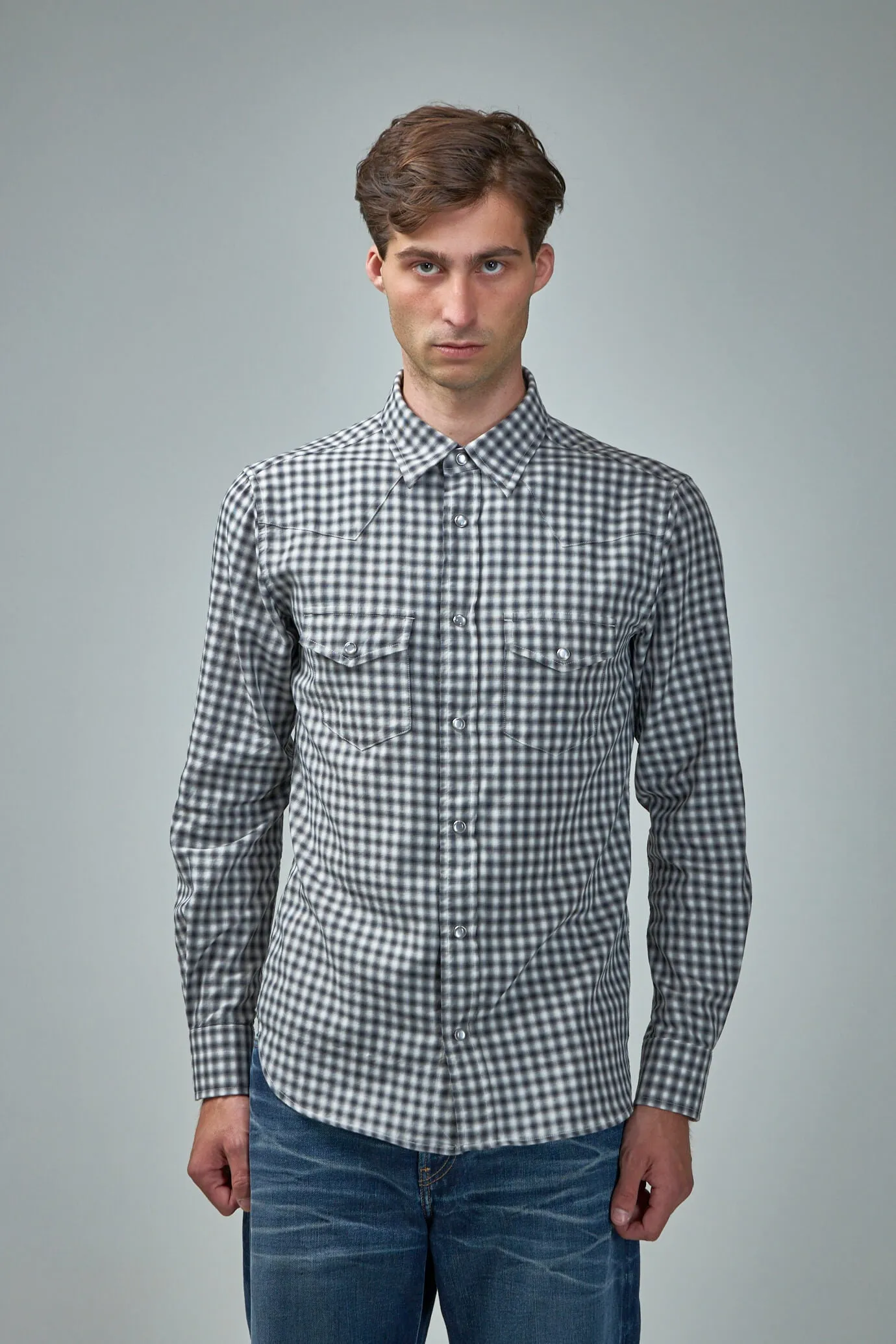 Gingham Degrade Western Shirt