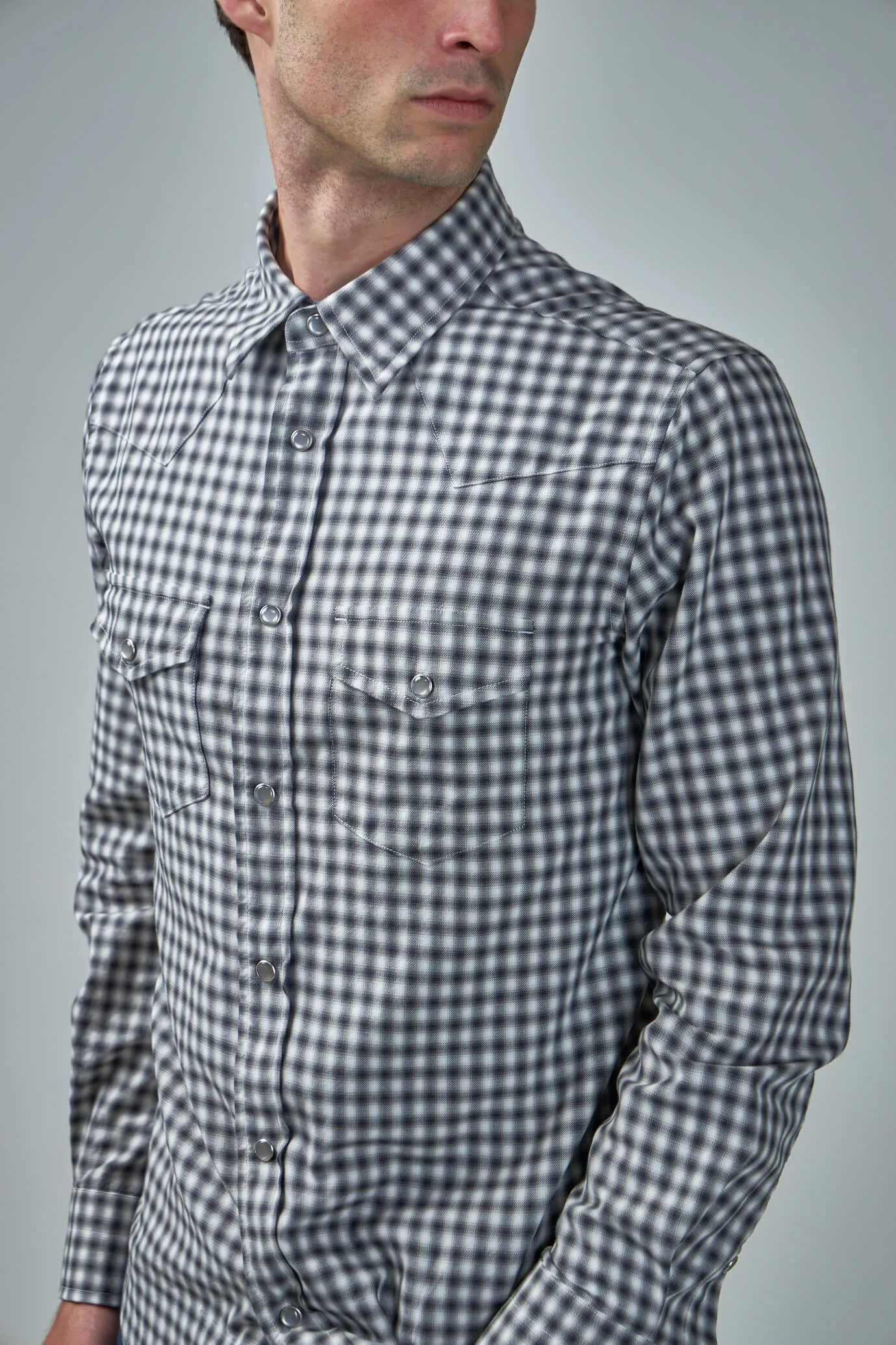 Gingham Degrade Western Shirt