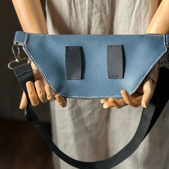 Handmade Blue Leather Fanny Pack